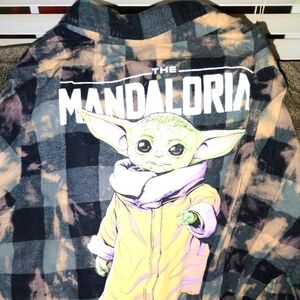 EUC! Star Wars Baby Yoda Button Up Tie Dye Shirt